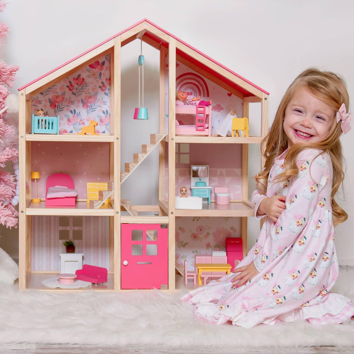 Tiny Land® Sweetwood Love Dollhouse without Dolls - Kidtoycart