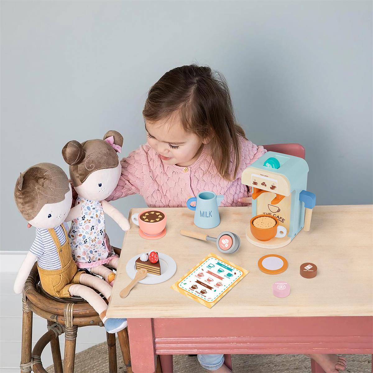 Tiny Land® Wooden Kids Play Coffee Maker Set - Kidtoycart