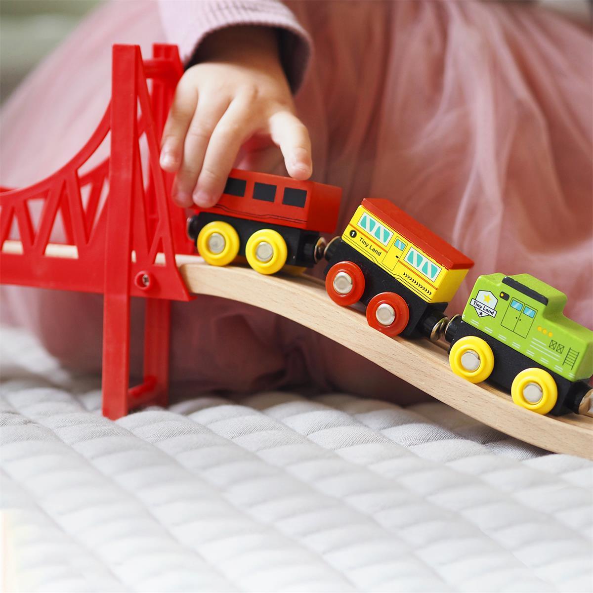 Tiny Land® Wooden Train Set 110 Pcs - Kidtoycart