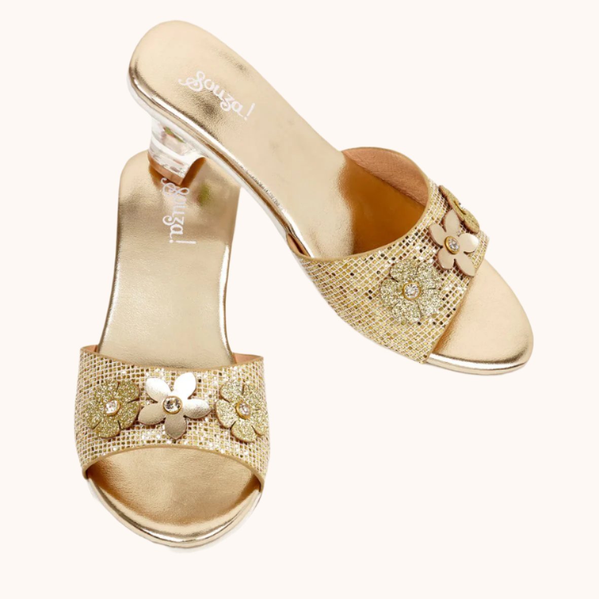 Ellina - High heel slipper, metallic gold (3 sizes)