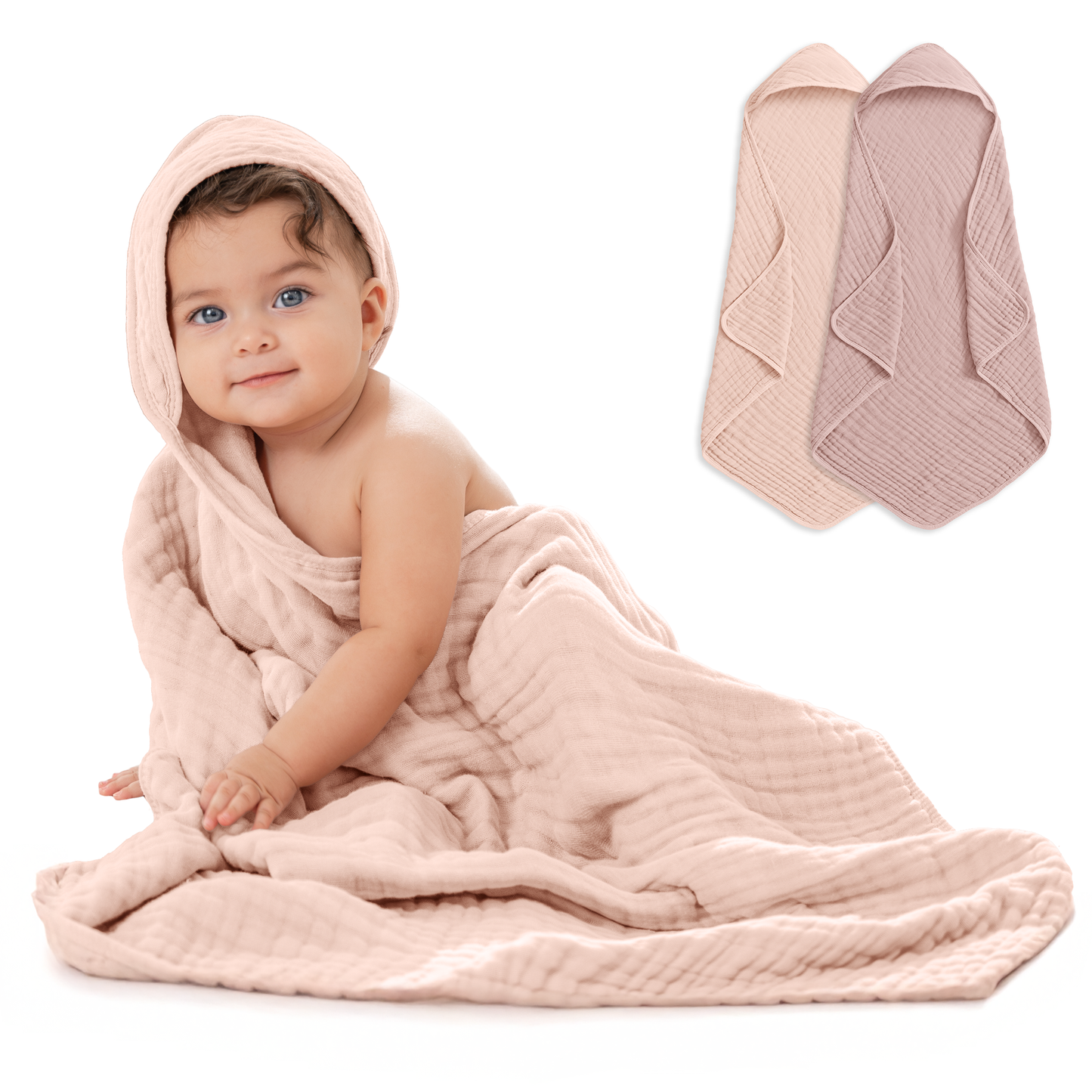 Baby Hooded Towels by Comfy Cubs - Mauve & Blush
