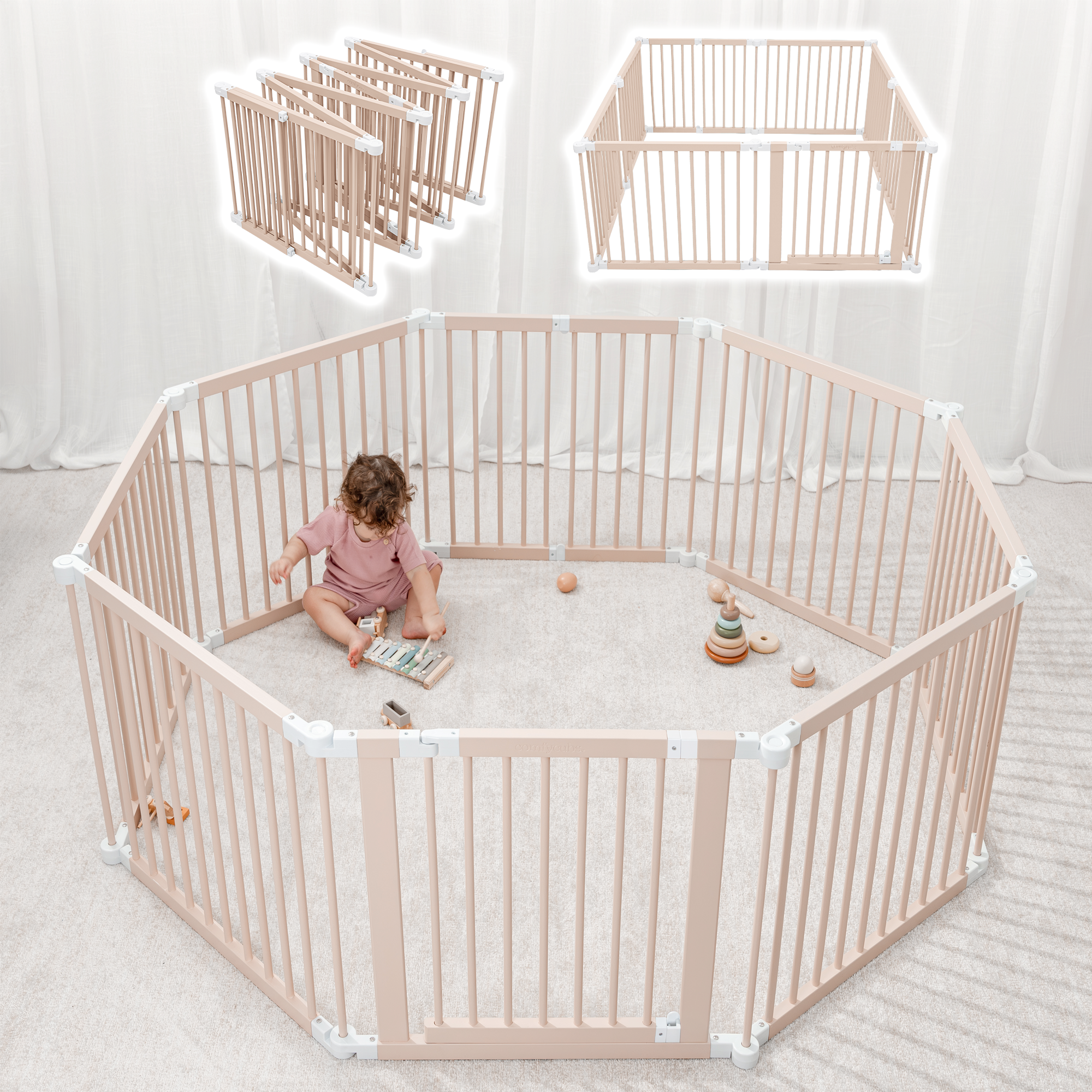 Playpen for Toddler and Babies by Comfy Cubs in Blush