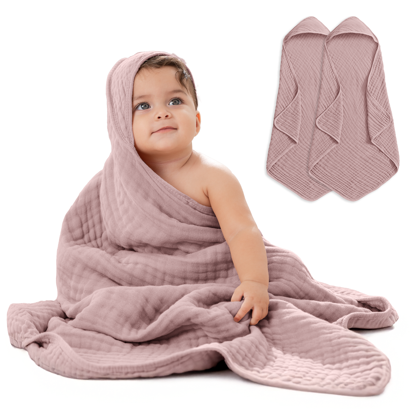 Baby Hooded Towels by Comfy Cubs - Mauve