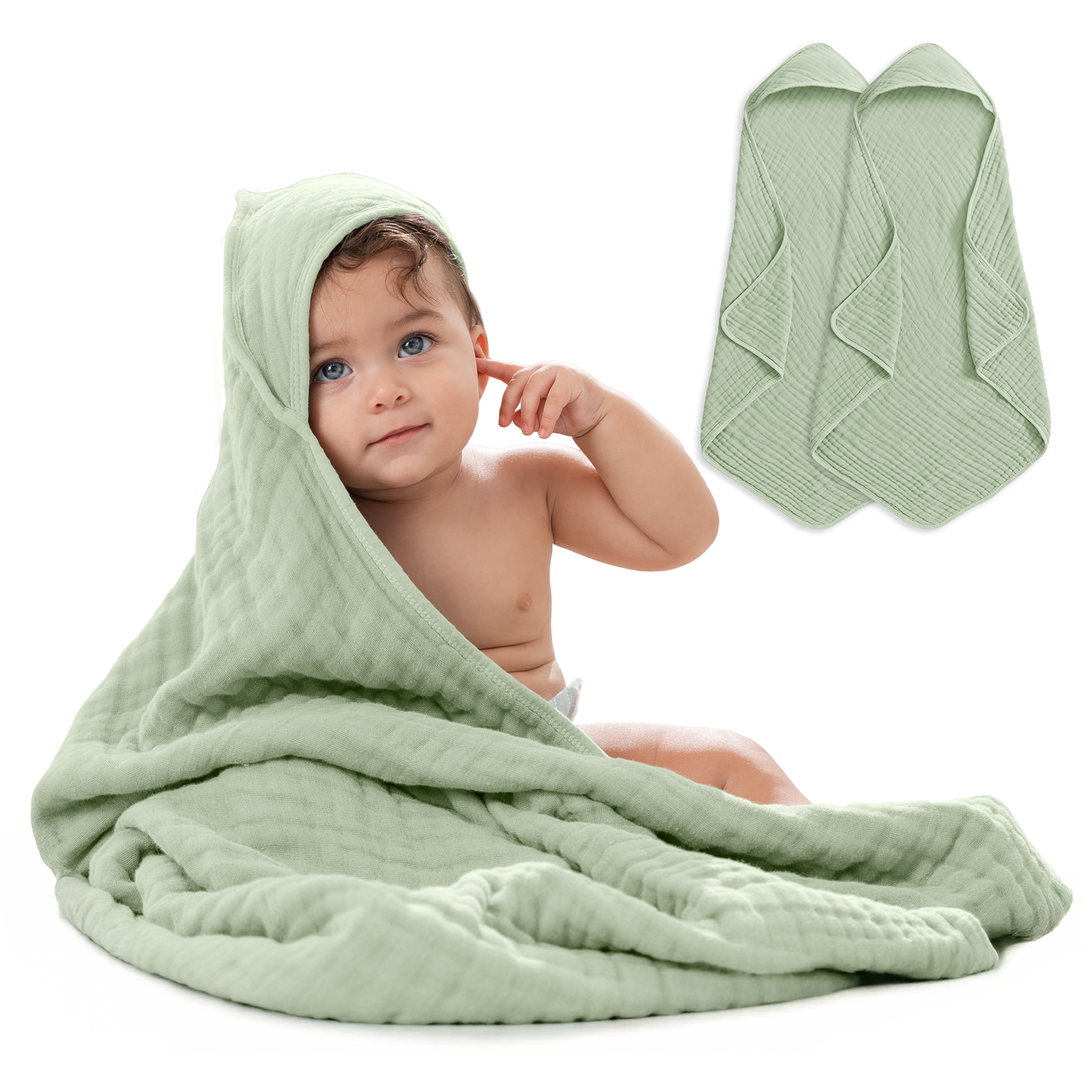 Baby Hooded Towels by Comfy Cubs - Sage