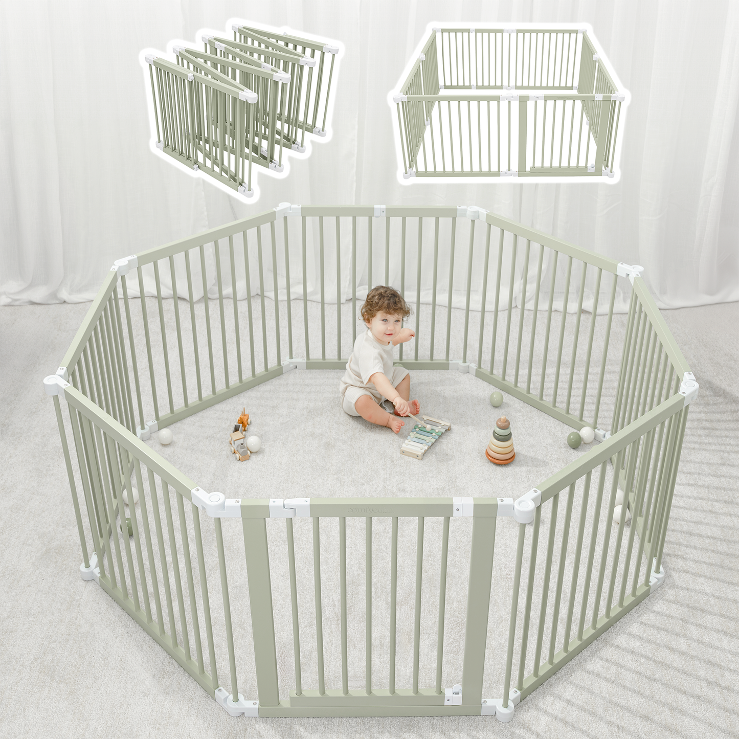 Playpen for Toddler and Babies by Comfy Cubs in Sage