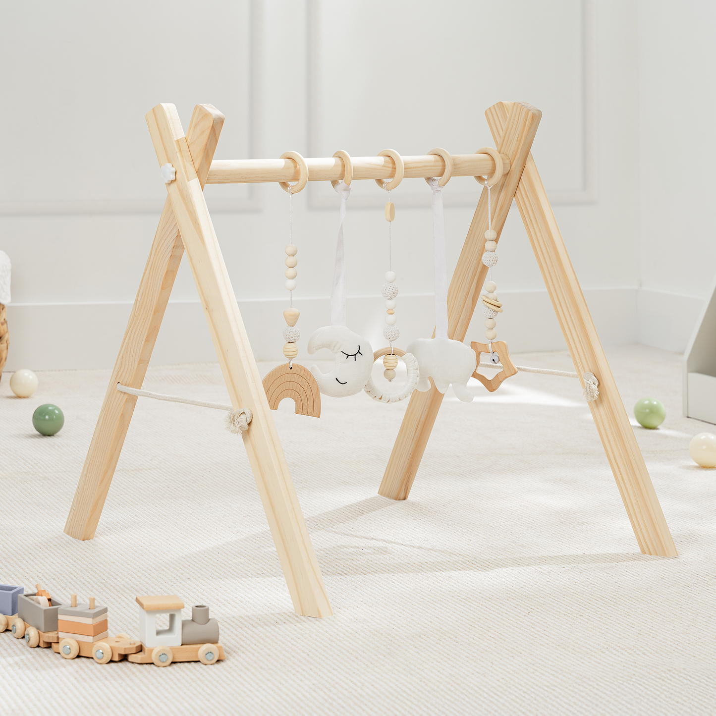 Baby Play Gym by Comfy Cubs in Natural Wood