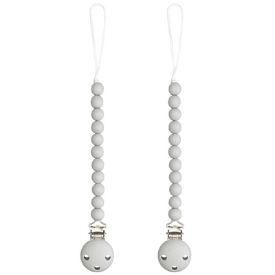 Pacifier Clips, 2 Pack by Comfy Cubs - Grey