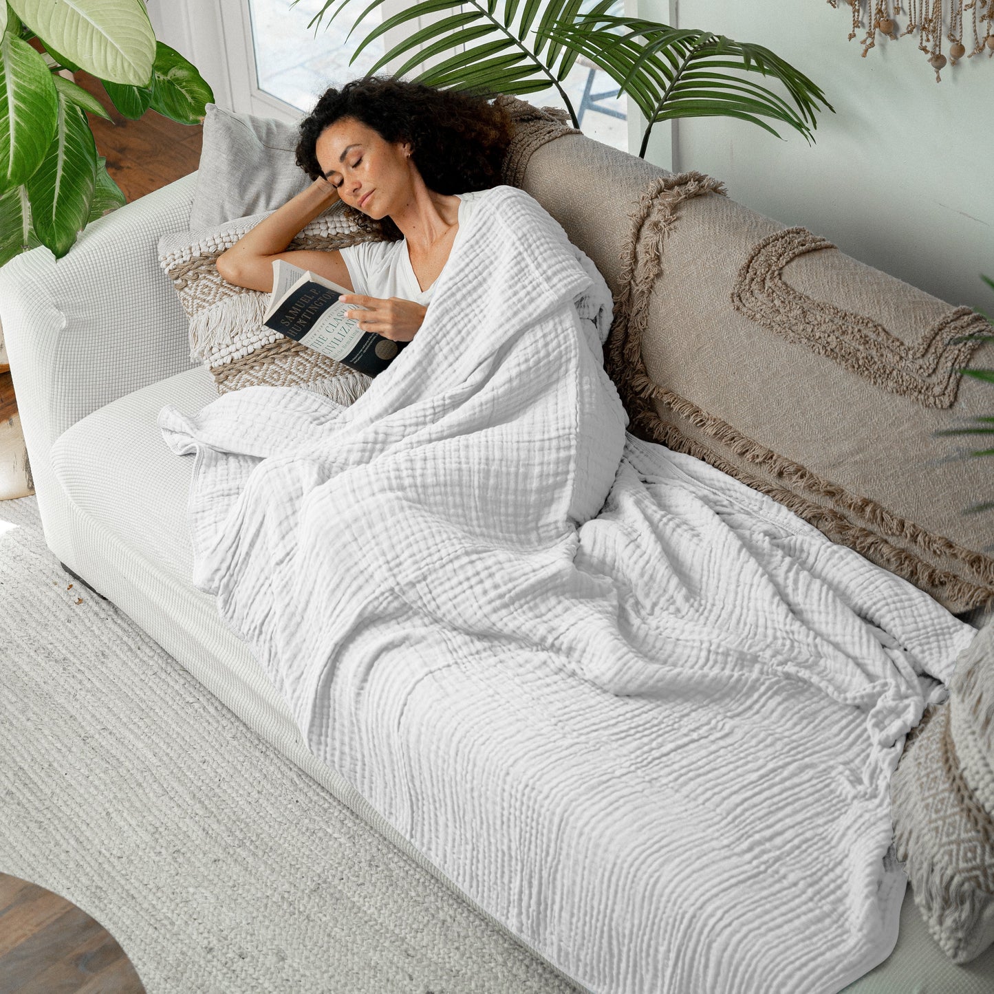 Adult Muslin Blanket by Comfy Cubs in White