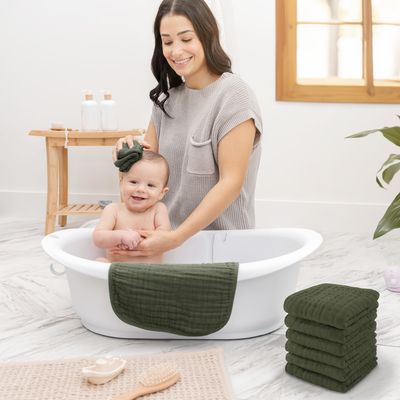 Muslin Washcloths by Comfy Cubs - Kelp