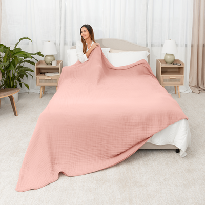 Adult Muslin Blanket by Comfy Cubs in Lace Pink