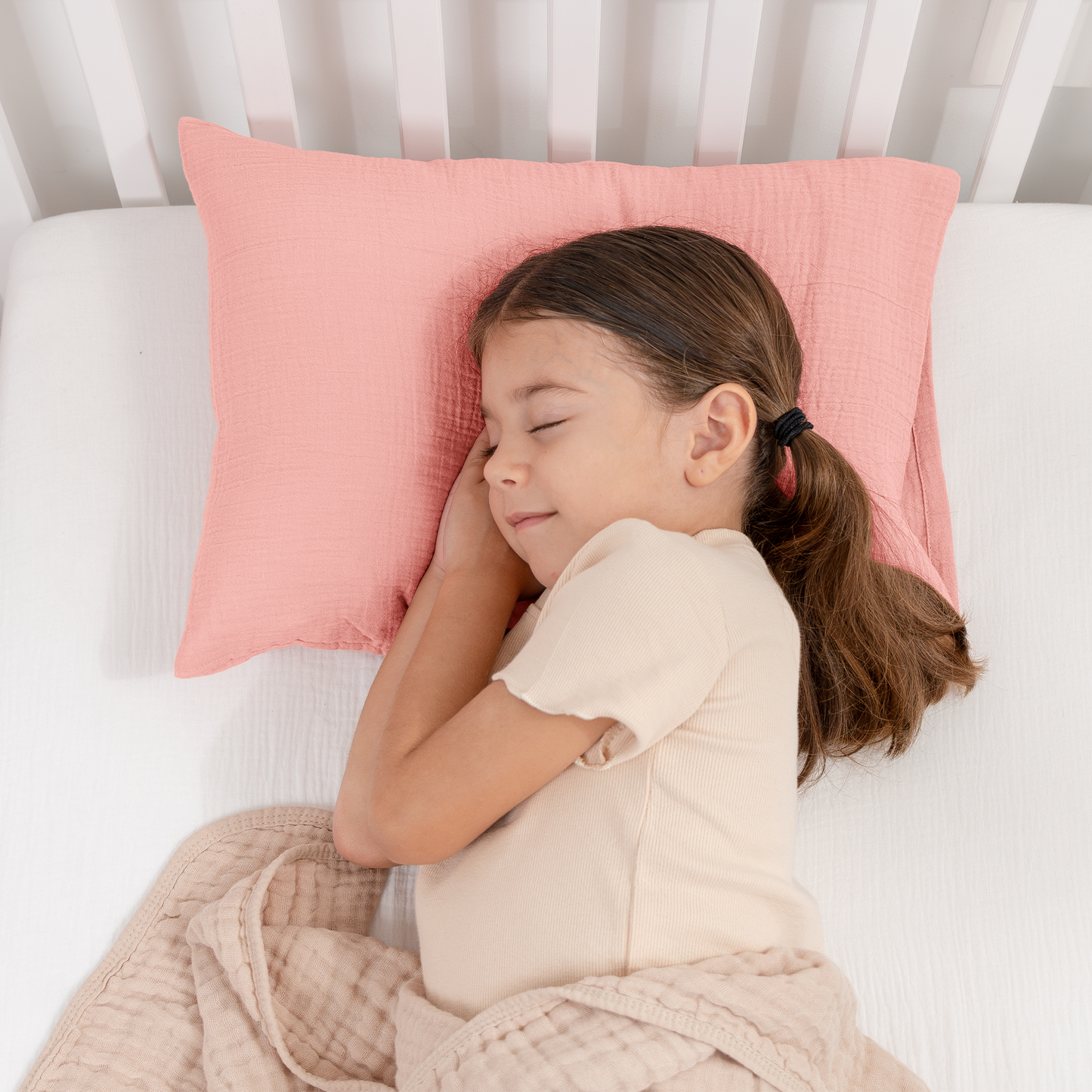 Toddler Pillows with Soft Muslin Pillow Case by Comfy Cubs - Blush