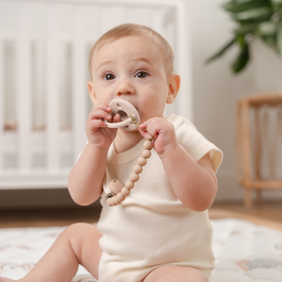 Pacifier Clips, 2 Pack by Comfy Cubs - Beige & Light Beige