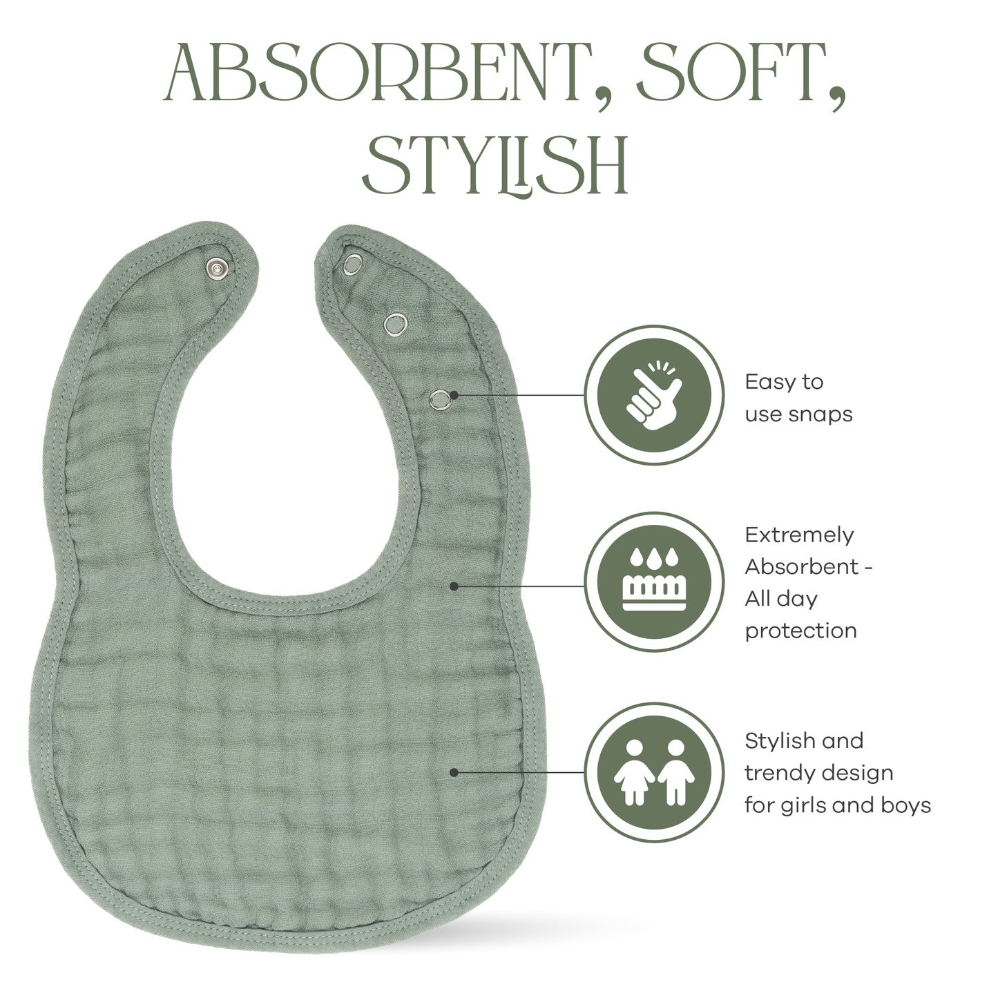Muslin Bibs by Comfy Cubs - Fern