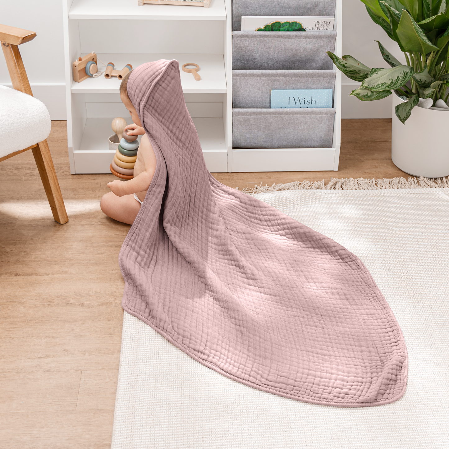 Baby Hooded Towels by Comfy Cubs - Mauve & Blush