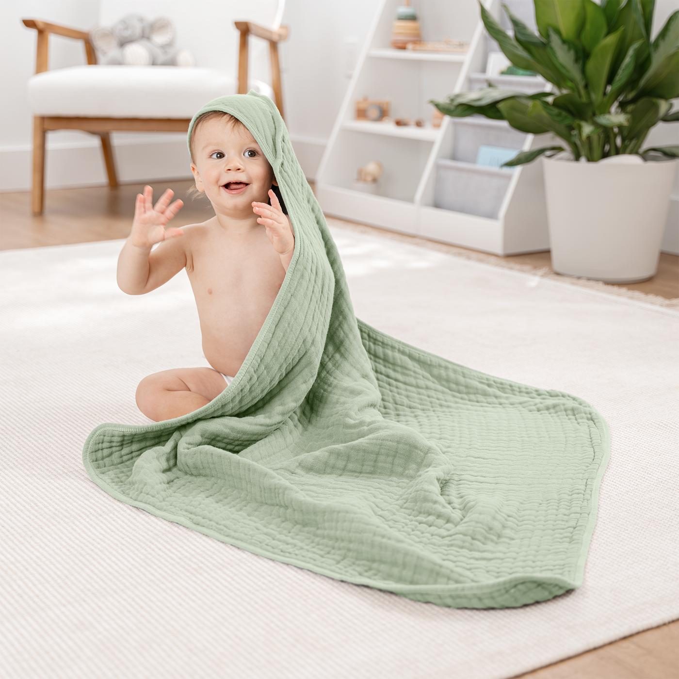 Baby Hooded Towels by Comfy Cubs - Sage