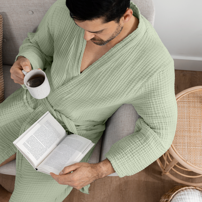 Muslin Bathrobe, Sage by Comfy Cubs