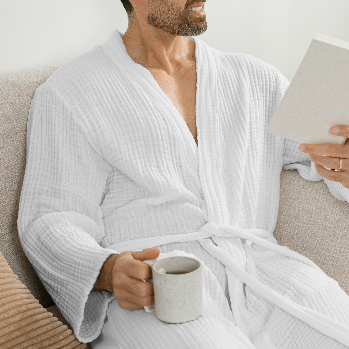 Muslin Bathrobe, White by Comfy Cubs