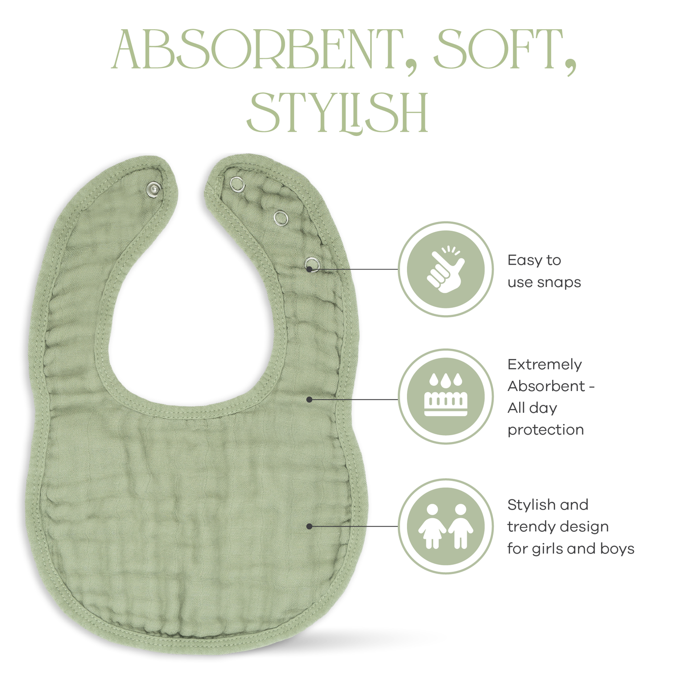Muslin Bibs by Comfy Cubs - Sage