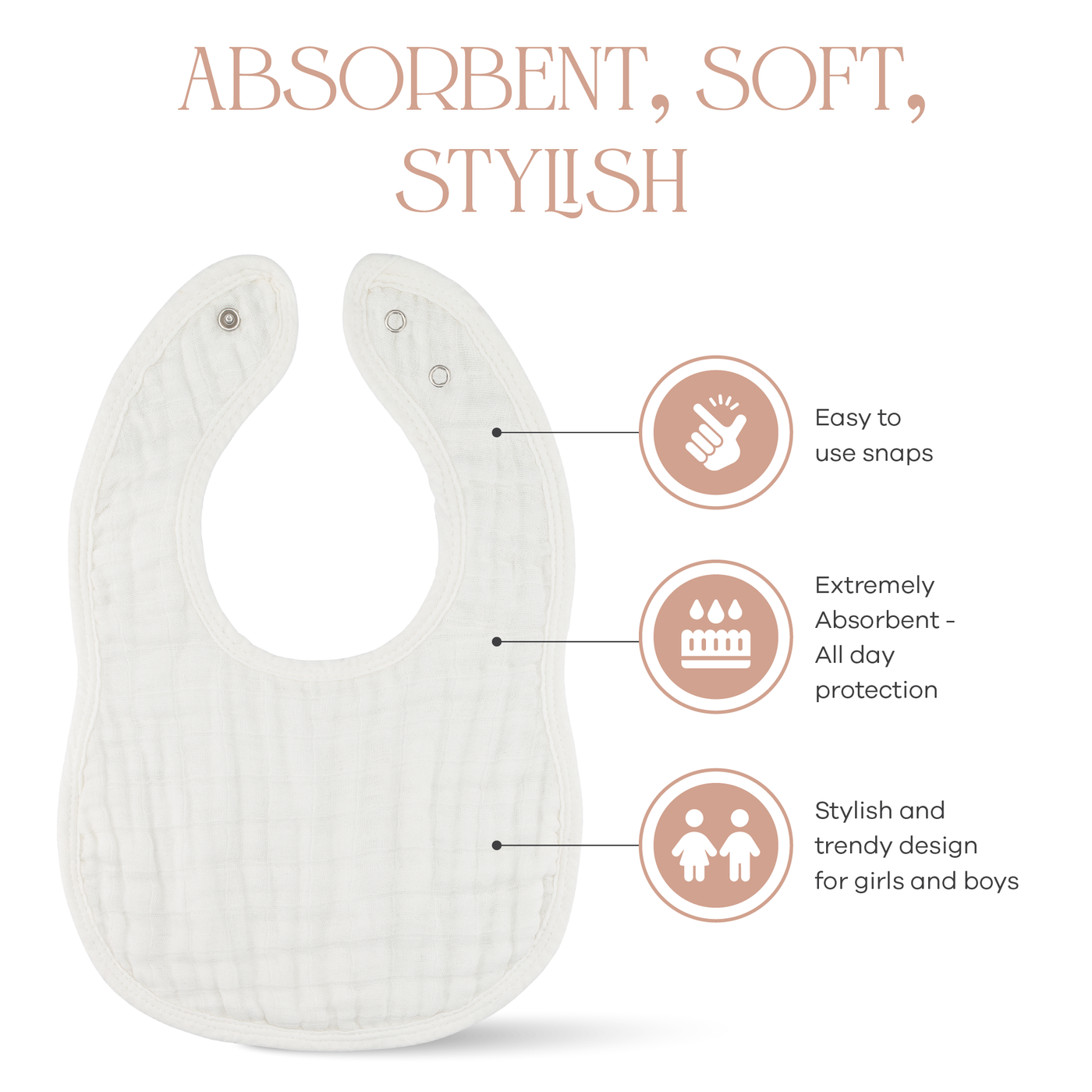 Muslin Bibs by Comfy Cubs - White