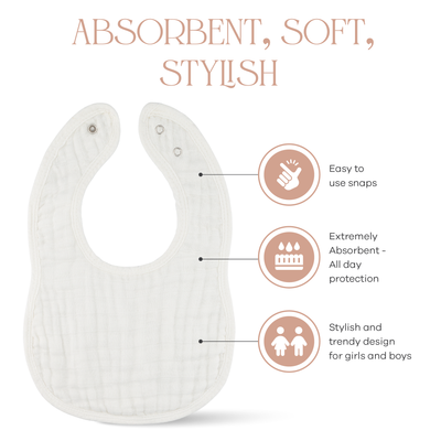 Muslin Bibs by Comfy Cubs - White
