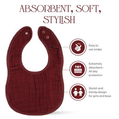 Muslin Bibs by Comfy Cubs - Wine