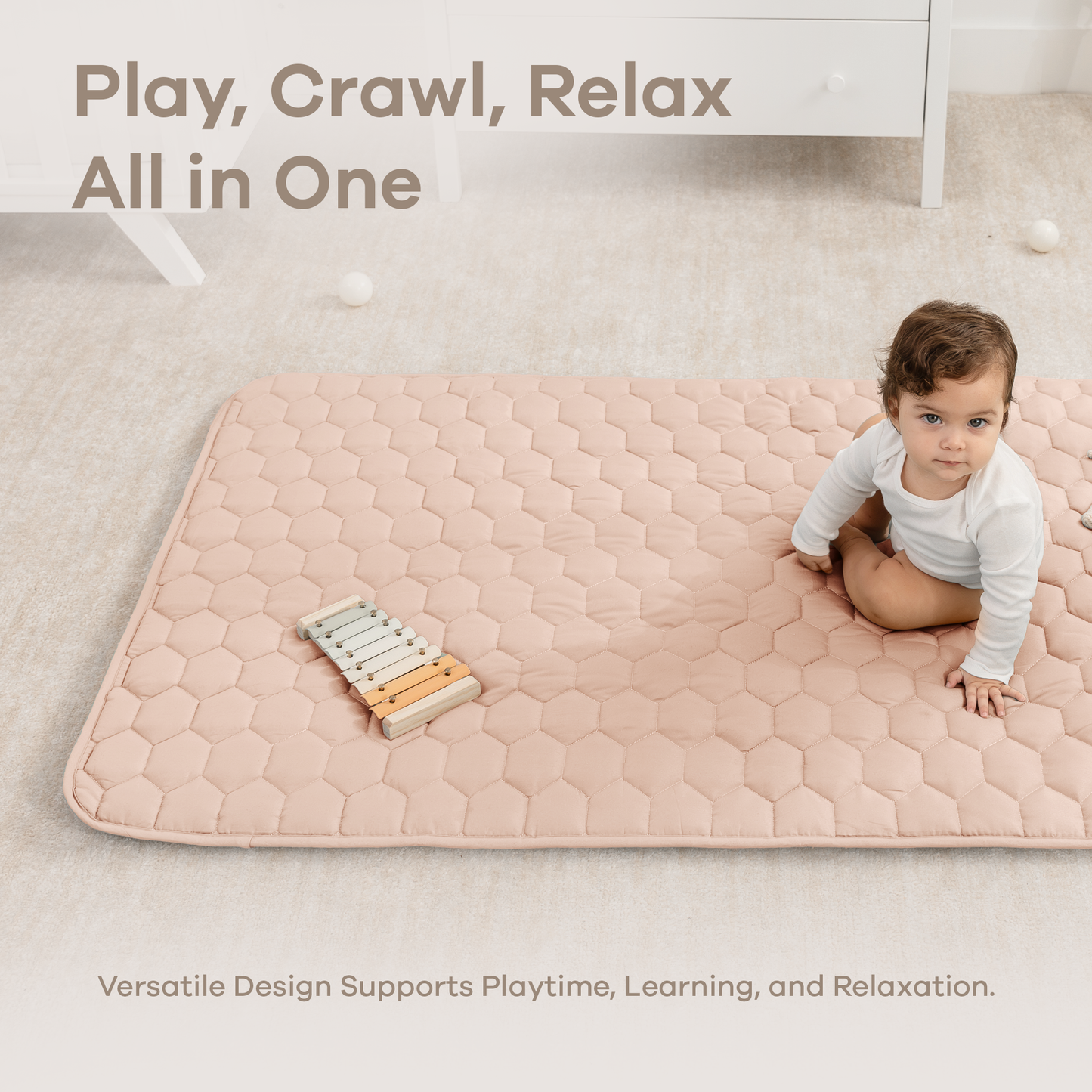 Play Mat with Non-Slip Bottom - Blush