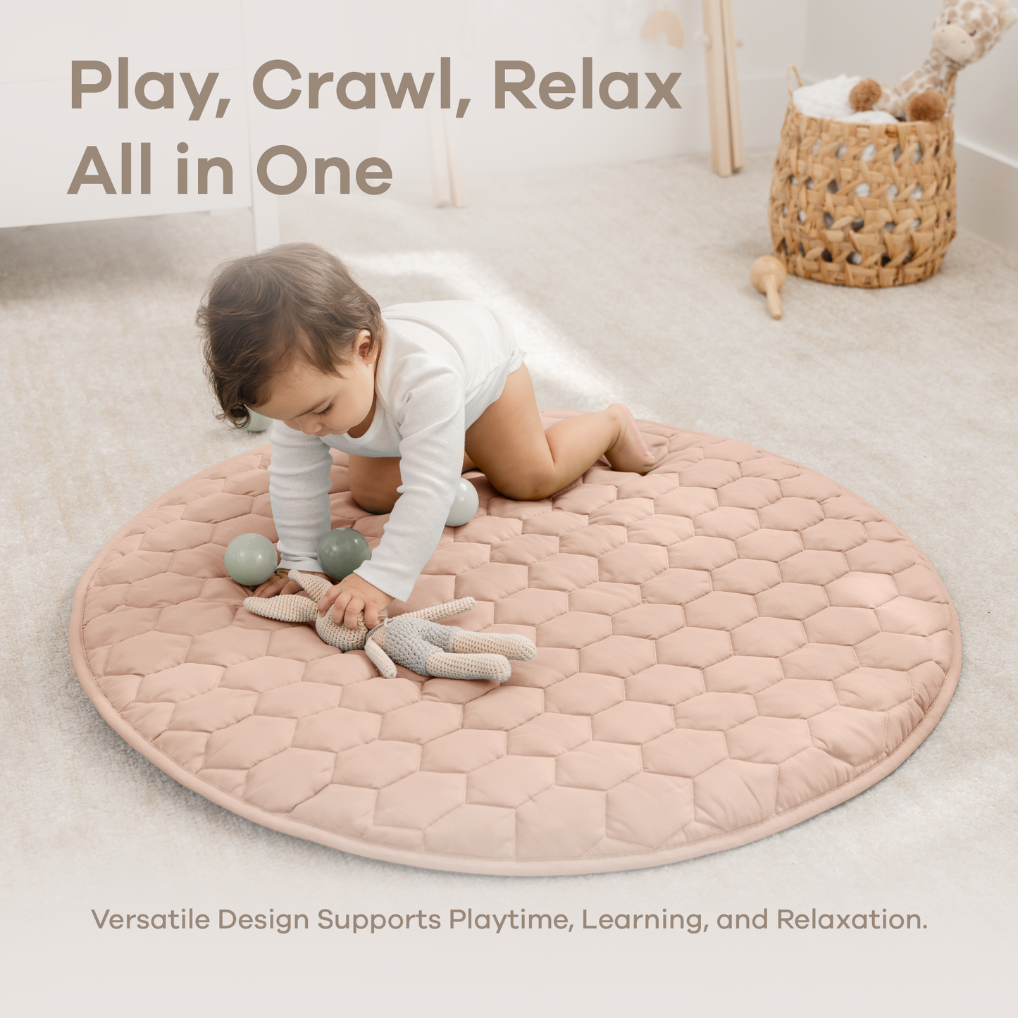 Play Mat with Non-Slip Bottom - Blush