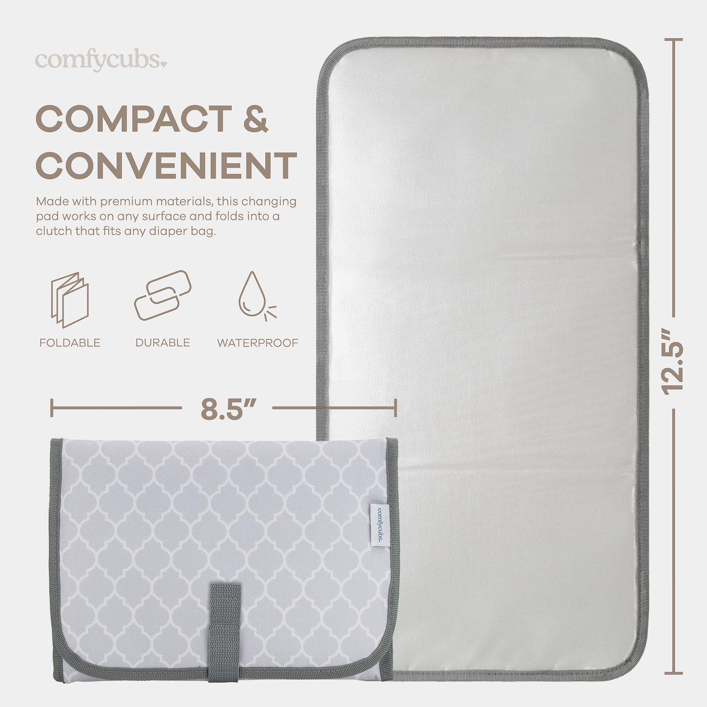 Compact Changing Pad by Comfy Cubs - Grey Pattern