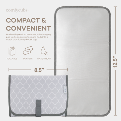 Compact Changing Pad by Comfy Cubs - Grey Pattern