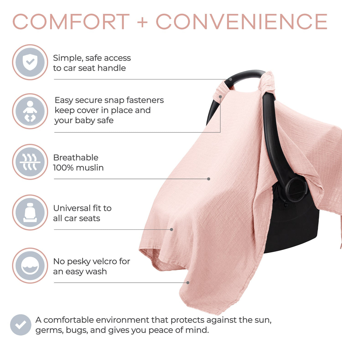 Baby Car Seat Cover by Comfy Cubs - Lace
