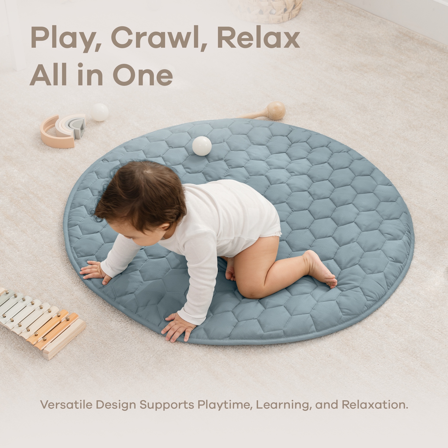 Play Mat with Non-Slip Bottom - Pacific Blue