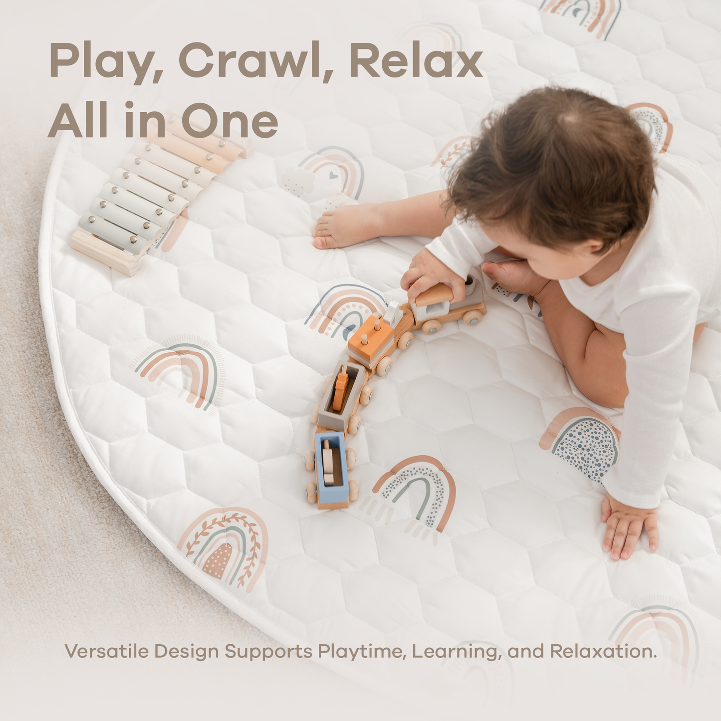 Play Mat with Non-Slip Bottom - Rainbow