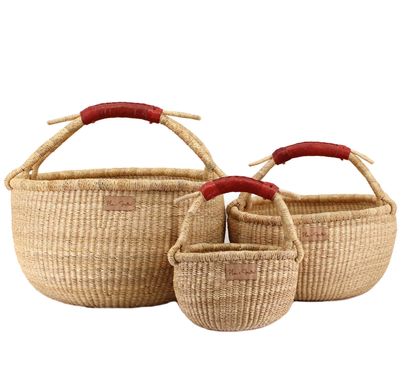Cognac Handle<br>Small Market Basket