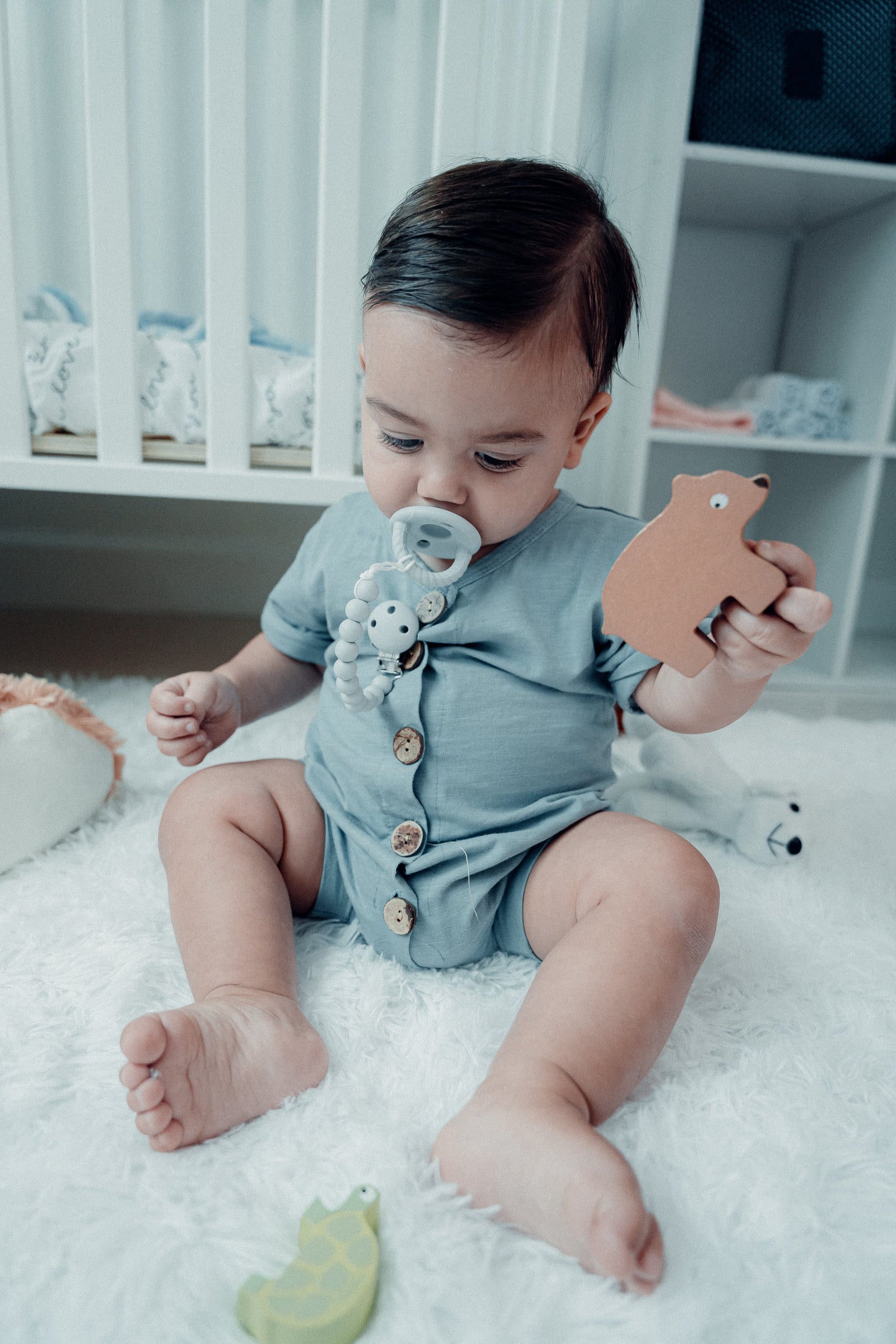Pacifier Clips, 2 Pack by Comfy Cubs - Grey