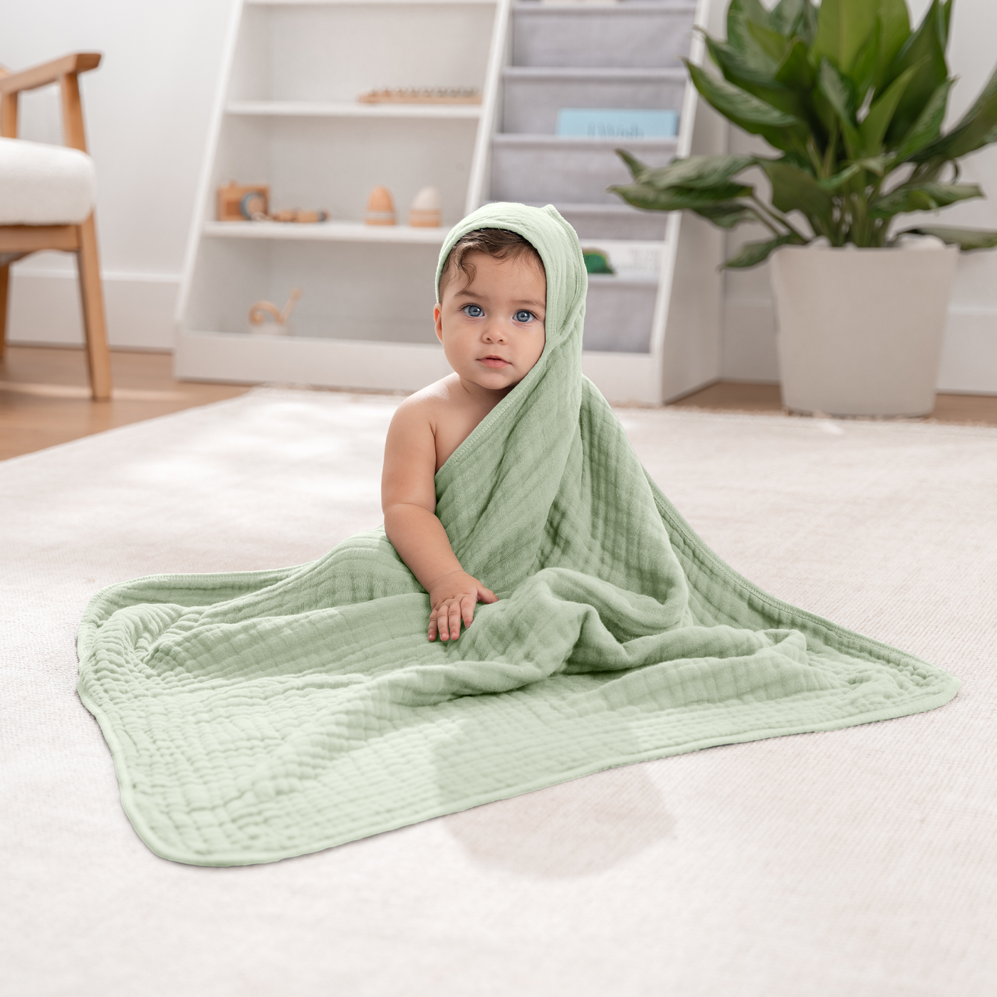 Baby Hooded Towels by Comfy Cubs - Sage