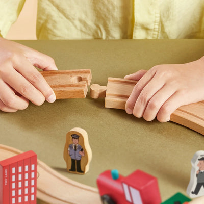 Tiny Land® Wooden Train Set for Children 39 Pcs - Kidtoycart