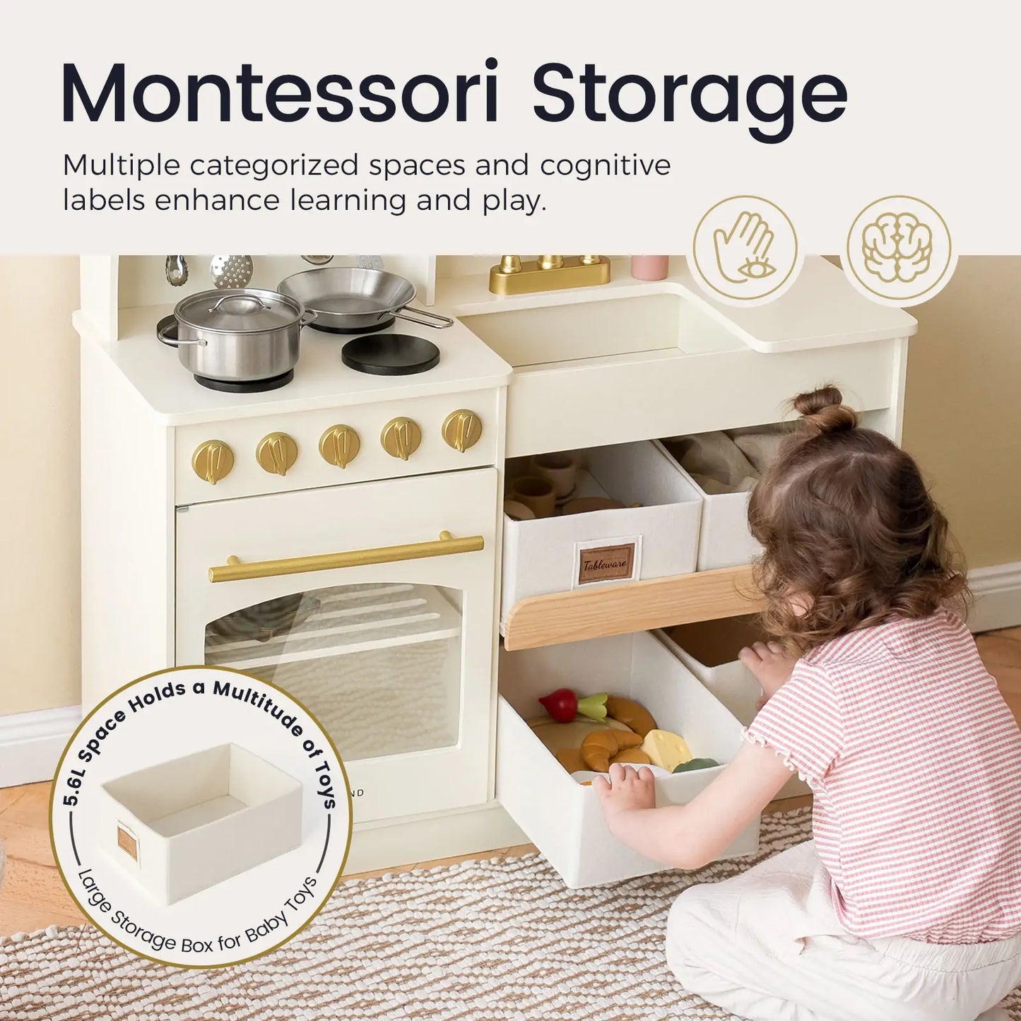 Tiny Land® Serenity Play Kitchen - Cream - Kidtoycart