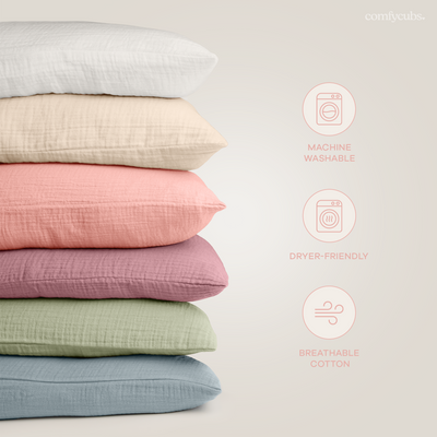 Toddler Pillows with Soft Muslin Pillow Case by Comfy Cubs - Mauve