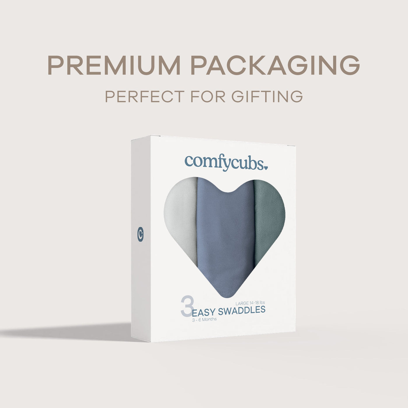 Easy Swaddle Blankets by Comfy Cubs  - Stone, Nomadic Blue, Azul, Pack of 3