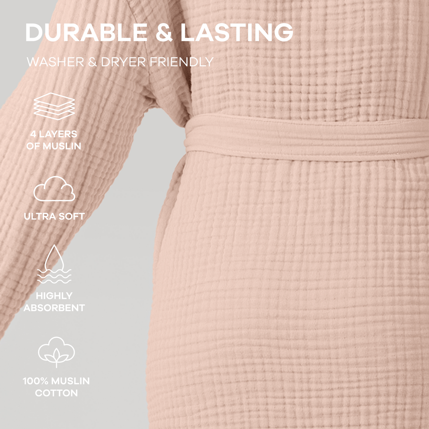 Muslin Bathrobe, Blush by Comfy Cubs