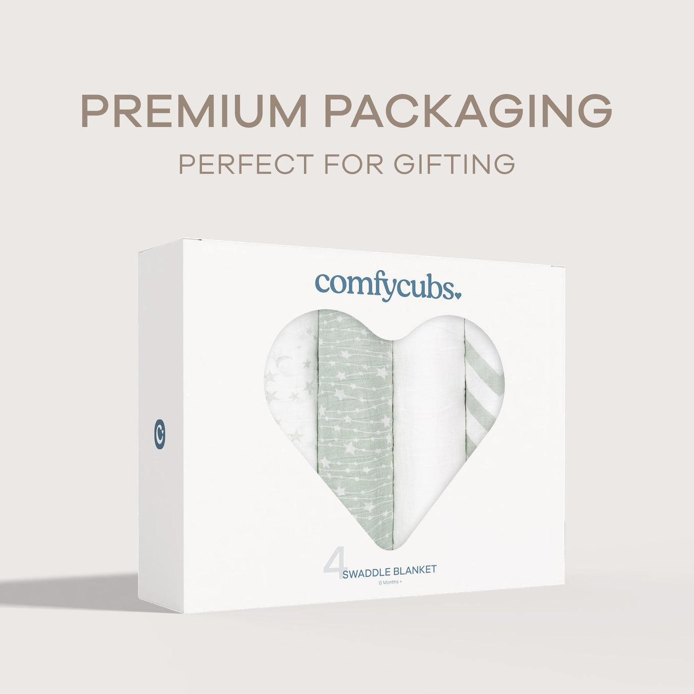 Muslin Swaddle Blankets, 4 Pack by Comfy Cubs - Green