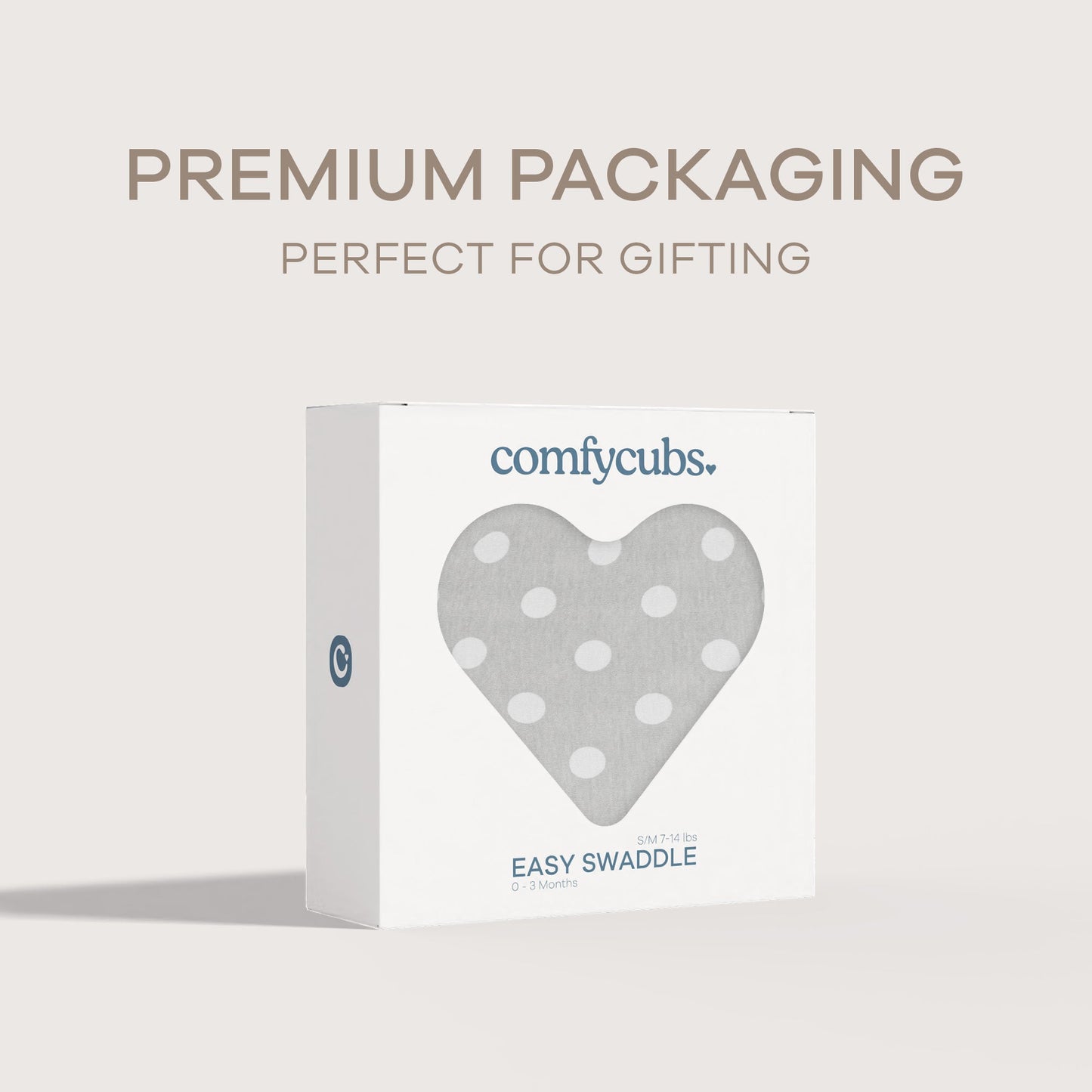 Easy Swaddle Blankets by Comfy Cubs - Gray Polkadots, Pack of 1