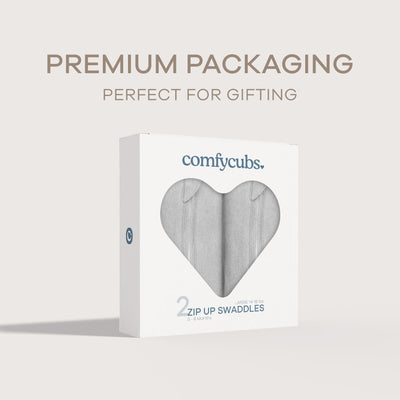 Easy Zipper Swaddle Blankets by Comfy Cubs - Grey