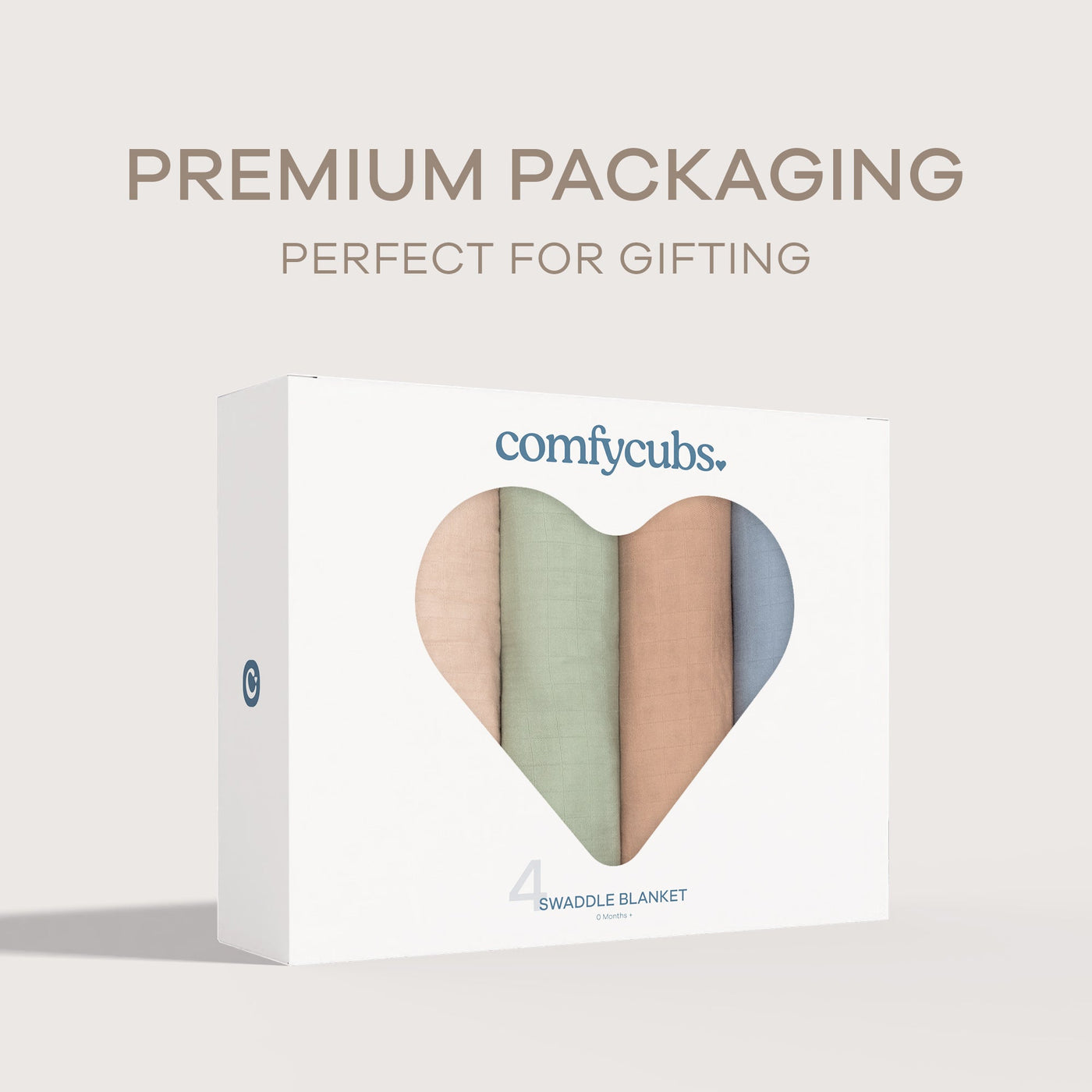 Muslin Swaddle Blankets, 4 Pack by Comfy Cubs - Pacific, Cedar, Sage, Blush