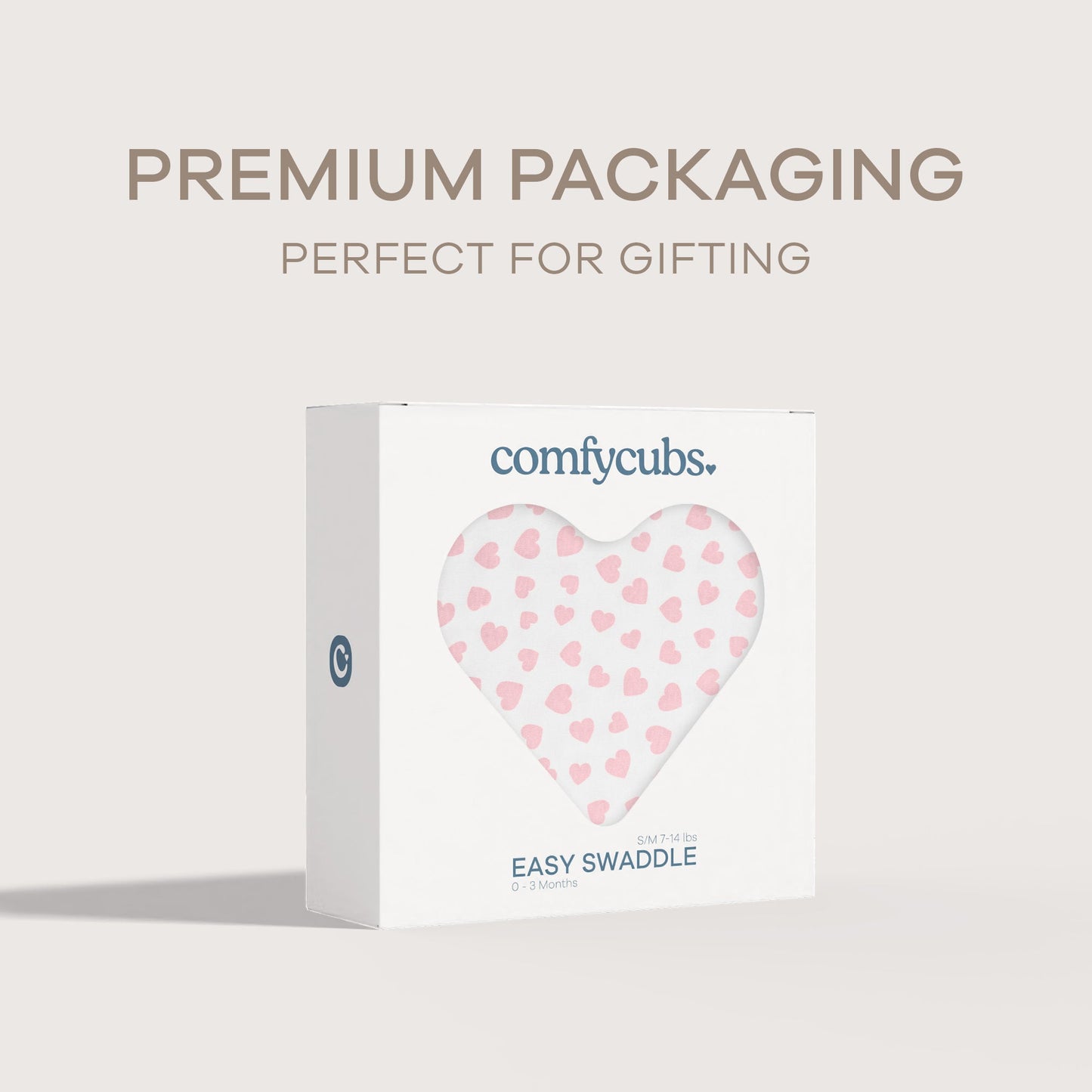 Easy Swaddle Blankets by Comfy Cubs - Pink Heart, Pack of 1