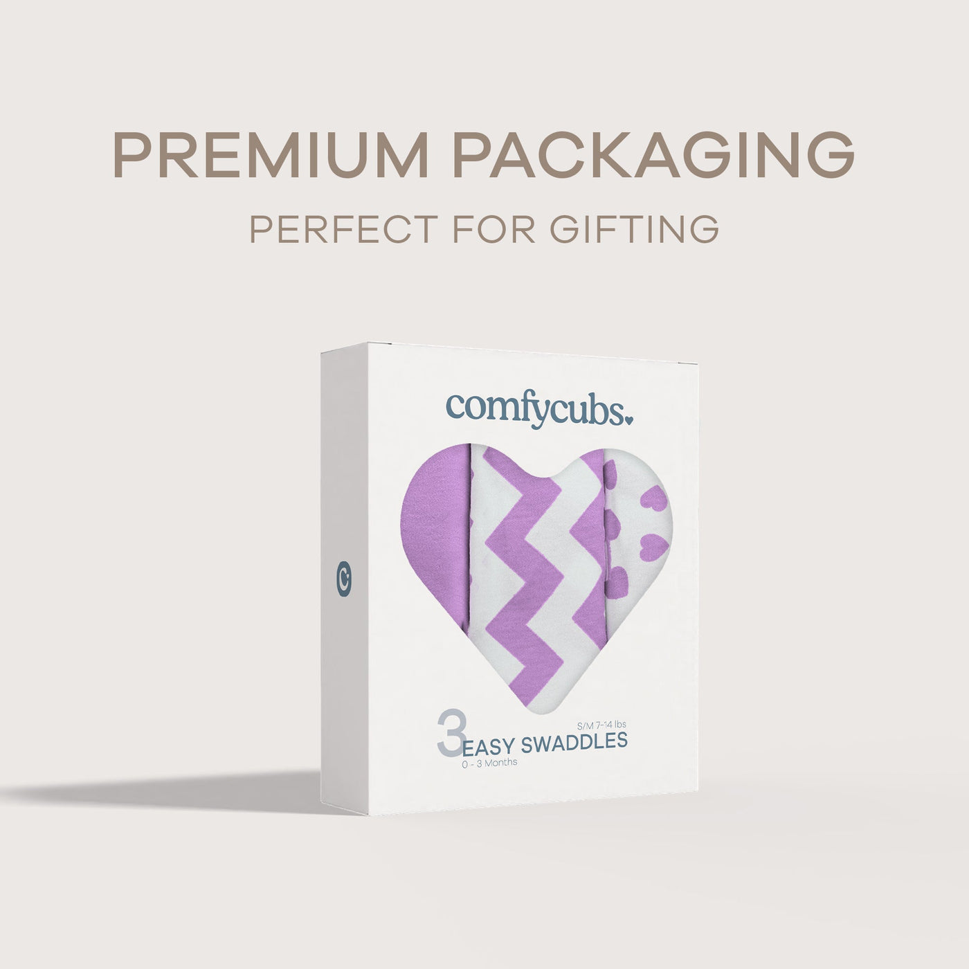 Easy Swaddle Blankets by Comfy Cubs - Purple, Pack of 3