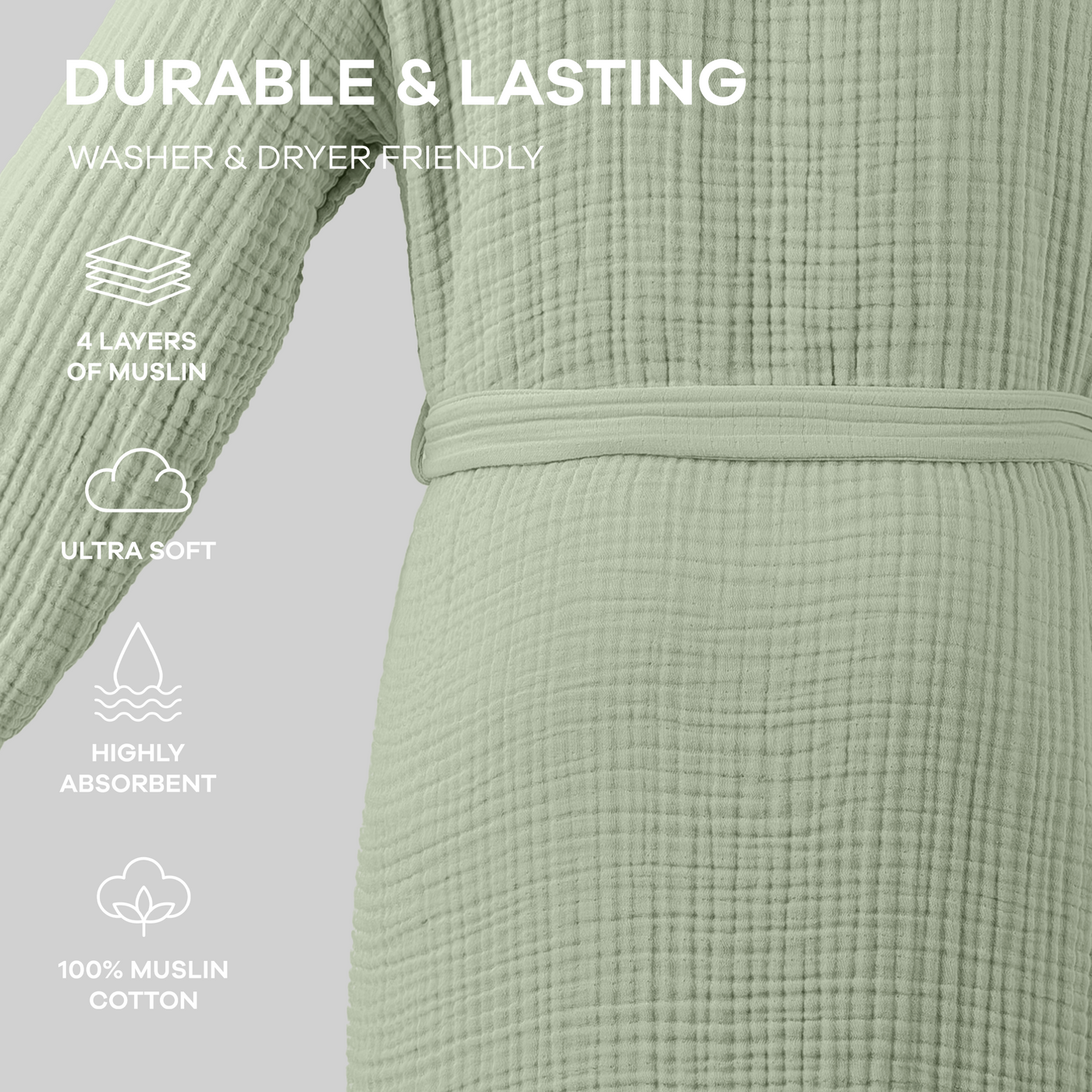 Muslin Bathrobe, Sage by Comfy Cubs