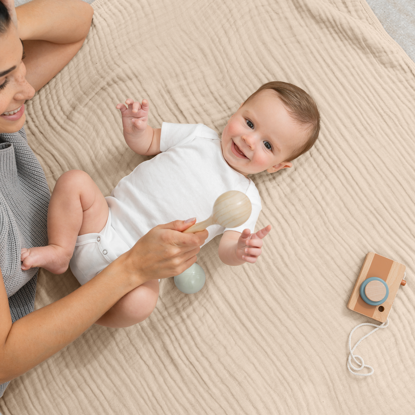 Baby Muslin Blanket by Comfy Cubs in Sand