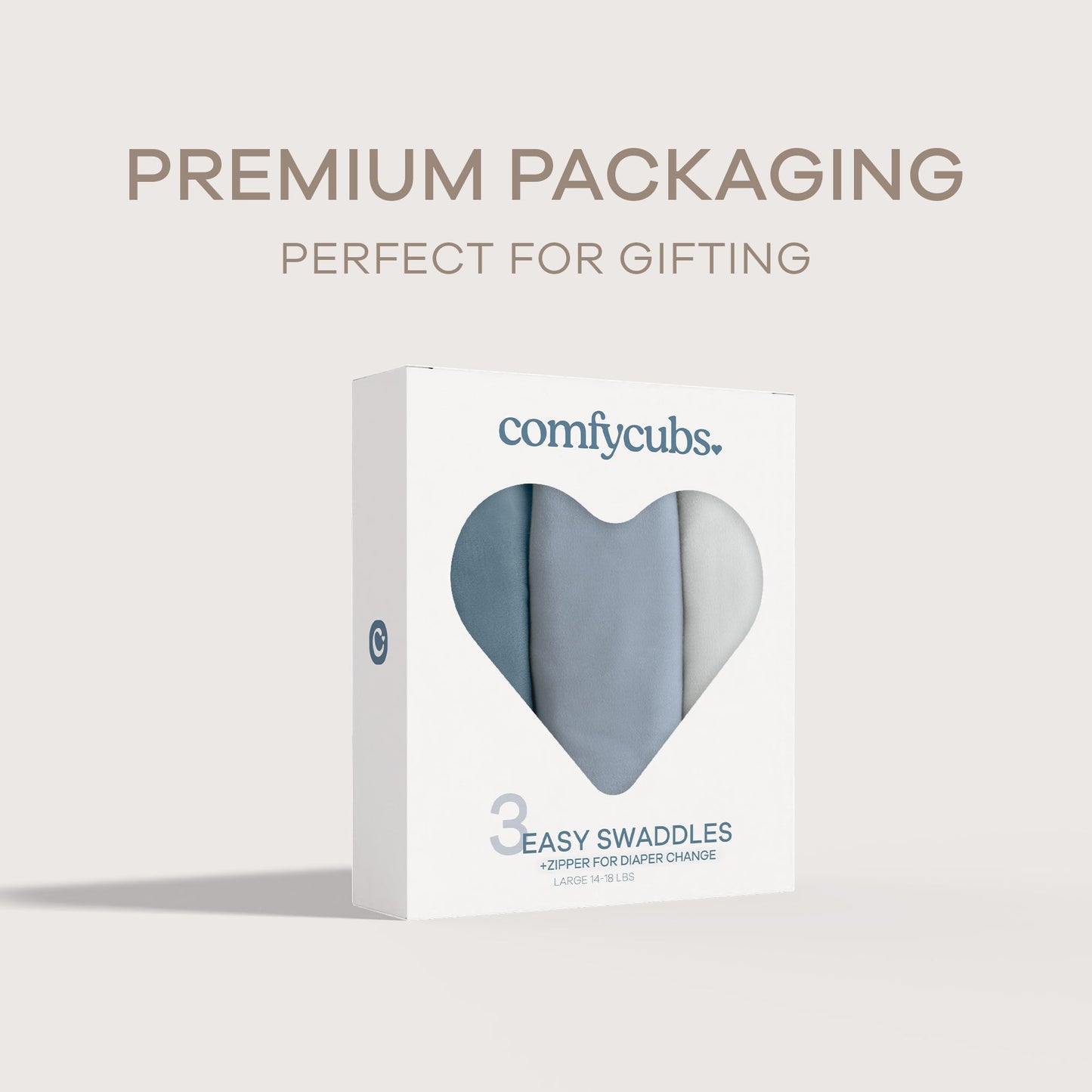 Easy Swaddle Blankets with Zipper by Comfy Cubs - Stone, Pacific Blue, Nomadic Blue