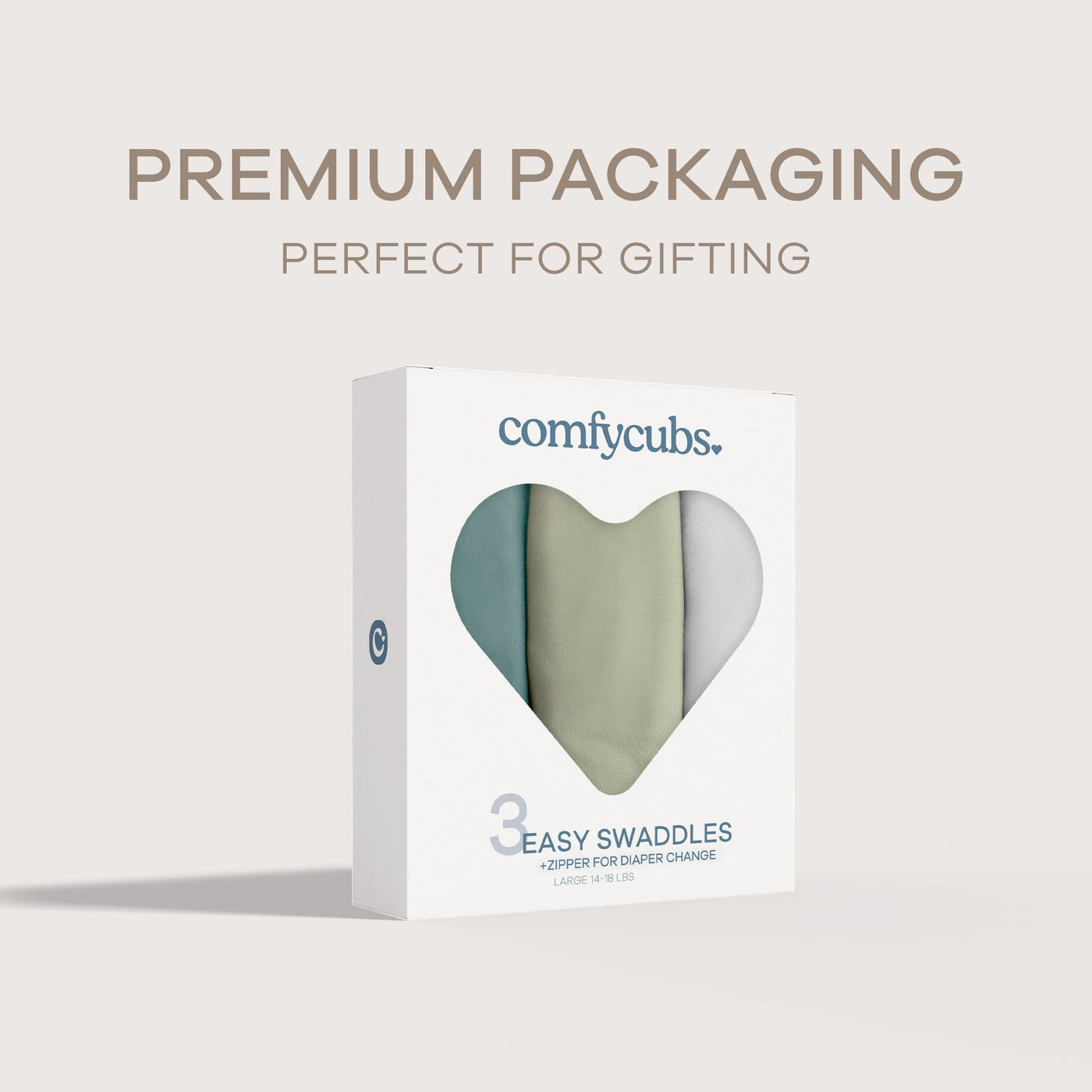 Easy Swaddle Blankets with Zipper by Comfy Cubs - Stone, Sage, Azul